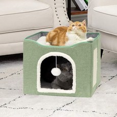 2단 방석 스크래쳐 숨숨집 빅사이즈 그린, 본상품