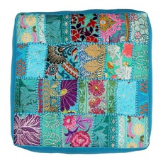 요가 및 명상 쿠션 - 수공예품. 40.6cm 원형 (블루 아그라), 스퀘어 체라푼지