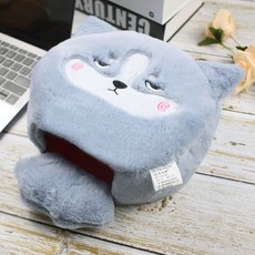 【开发票/统编】USB電腦發熱暖手滑鼠墊 可愛卡通保暖護腕滑鼠套 冬季可拆洗暖手套, 哈士奇【自帶一根發熱片】