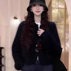 투니스 여성 심플 슬림핏 단색 숏 니트 가디건