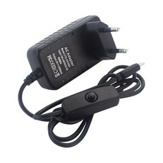 라즈베리 파이 4B USB-C 3A 5V 어댑터 전원 모니터용, 유럽 규정, A. 스위치 없이