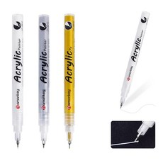 aninako 金 은색 흰색 펜 화이트 마커 초극세 0.5mm 6개 유성 붓 천용 붓 흰색 이름펜 방수 수성 하이라이트 일러스트 만화 천 돌 세라믹 유리 목재 금속용 (금 은색·흰