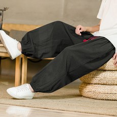 男式棉麻透氣燈籠褲 束腳寬鬆休閒長褲