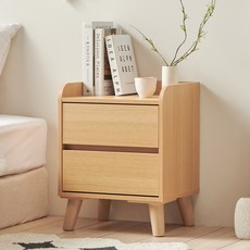 [초특가] 바로방가구 포포 400 미니 침대협탁 2단 서랍 틈새 쇼파 심플 사이드 테이블 협탁, 오크