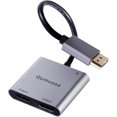 디스플레이포트에서 듀얼 디스플레이포트 어댑터 4K 60Hz 모니터 디스플레이용 DP 스플리터 1 in 2 노트북 PC NVIDIA AMD 그래픽 카드용 디스플레이 확장 SST/, 디스플레이포트에서 듀얼 디스플레이포트 어댑터 4K 60