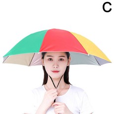 접이식 낚시 우산 방수 자외선 차단 방풍 두꺼운 조절 가능 야외 대형 헤드웨어, 원 사이즈, rainbow