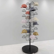 모자 진열장 안전모 보관함 헬멧 전시대 회전 소품, 11. 블랙 캡홀더 30개