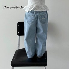 버니파우더 봄신상 키즈 하트 데님 팬츠 (5호 7호 9호 11호 13호 15호 17호)