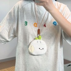 趣味卡通毛絨掛脖零錢包, 大蒜掛脖包,12*12.5釐米, 1個