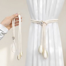 한현 커튼 클립 타이백 깔끔한 커튼 정리 진주 커튼 타이 2p, 2개, 베이지