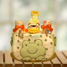 베베글로리 네이쳐 기저귀케익1단 - 하기스 기저귀20개+캐릭터 양말+무형광 손수건 포함, 남아용_1단계_신생아용, 1개