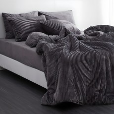 La Pomme Norvik超細纖維條紋冬季薄被, 炭灰色