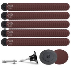 300피스 5.1cm(2인치) R-타입 퀵 체인지 산화 알루미늄 표면 컨디셔닝 샌딩 디스크 세트 36 60 80 120 및 240 그릿 (각 디스크 60개) 어댑터 및, 150.0