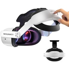 오큘러스 메타 퀘스트 2용 WOUNMTT 헤드 스트랩 헤드셋용 엘리트 조절식 교체 원클릭 핏 향상된 편안함과 지지력을 위한 PU 쿠션 2 액세서리배터리 없음
