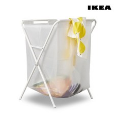 이케아 JALL 옐 접이식 빨래바구니 + 스탠드, 화이트