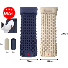 굿노크 휴대용 에어매트 캠핑 펌프내장, 블랙블루