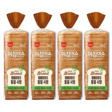 삼립 간식 아침미소 밀배아 발효 통밀 식빵 토스트 샌드위치, 4개, 755g