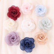 亞嘉仿真玫瑰胸針胸花，手工DIY絹紗花朵頭花，毛衣外套針織花配件，多用途造型, 香檳,15朵【只有花花】, 1個