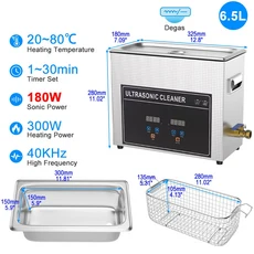 휴대용 초음파 세척기 세척 기계 가열 600W 욕조 EU 영국 플러그 1L 2L 3L 6L 10L 22L 30L, 01 AU, 07 6.5L 180W CJ031S