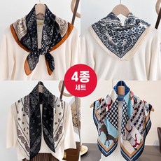 허블리 여성 부드러운 사각 스카프 머플러 4종세트
