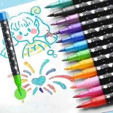 skansol 컬러 트윙클 펄붓펜 캘리그라피 글리터펜 반짝이펜, 48색(24개입)