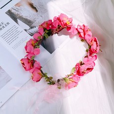 셀프 웨딩 촬영 조화 화관 사진관 스튜디오, 블러썸플라워 화관 - 딮핑크, 블러썸플라워 화관 - 딥핑크