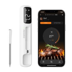INKBIRD 실내외 블루투스 바베큐 온도계는 조리시간과 다양한 온도경보를 지원하며 500mAH 내장 리튬배터리 식품 조리 온도계 바비큐 그릴 오븐용, 1개