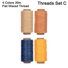 송곳 작업 도구 골무 가죽 바늘이 납작한 실 세트 있는 키트 수제 왁스 DIY 재봉 공예 스티칭, 레드계열, 1개