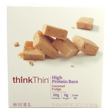 thinkThin 高蛋白棒焦糖軟糖無麩質 20 克蛋白質, 60克