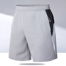 新款男士短褲 速乾寬鬆五分運動休閒褲 薄款冰絲沙灘褲, CV-23淺灰