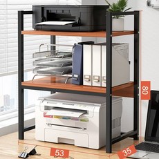 선반 수납함 다이 색상 책상 거치대 보관 복합기 팩스 이동식 3층 A2 블랙유리목, 1개, K. H형 하이트닝 3단 53x35x80-고대백단+블랙