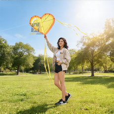 렘코 하트모양 연 가족나들이 옐로우감성 연날리기 야외놀이, 1개