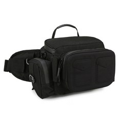 多功能戶外旅行釣魚單肩斜挎路亞腰包, 黑色