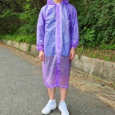 남녀 공용 보라색 우비 여행용우비