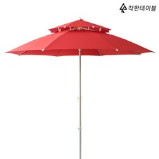 숯불 일체형 바베큐 그릴 포함 원목 야외테이블 세트 파라솔 별매 피크닉테이블(파라솔별매), 1. 파라솔 레드