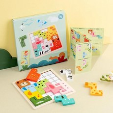 나무 블록 보드 인지 동물 교통 감각 게임 교육, 1개, 2. A