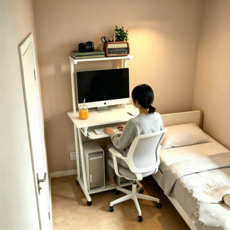 무즈 이동식 컴퓨터 책상 700X1200 컴퓨터테이블 1인용 사무용책상 홈오피스, 화이트