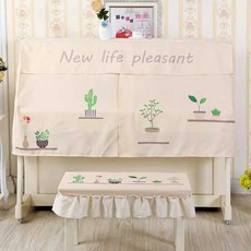 전자 피아노 덮개 건반 세트 북유럽풍 디지털 커버, 1개, 베이지 피아노커버 + 더블 벤치커버