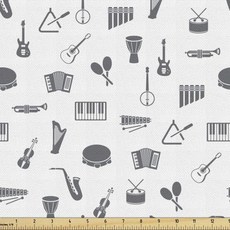 1야드 약 3.5m 루나러블 뮤지컬 패브릭 팬플루트 마라카스 아코디언 하프 기타 탬버린 실내장식 홈 데코레이션용 장식 차콜 그레이 화이트 2075167, 1 Yard, Charcoal Grey and White