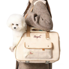 포프린츠펫 강아지 기내용 슬링백 산책 이동 가방, 1개, 베이지