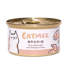 艾爾發寵物 EATMEE 易特咪無穀貓副食罐 鮪魚雞肉底補水湯罐 80g｜補充水分、無穀低敏, 1個, 鮪魚白肉＋蝦