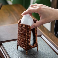 竹編茶杯簍 手工收納杯架 功夫茶具配件, 如圖所示, 1個