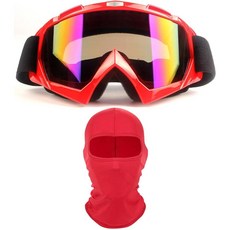 Immoono 페이스 마스크가 있는 오토바이 고글 더트 바이크 고글 방풍 방진 레이싱 스키 고글 보호 안전 안경 방한모 포함 그린 프레임 실버 렌즈, 컬러풀 블루, 레드