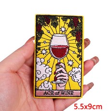 타로 카드 패치 리더/고양이/달/커피 자수 아플리케 DIY 아이언 의류 용 열 접착, PE9676CT