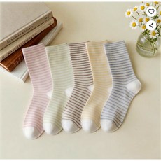 럽멜로 파스텔 줄무늬 임산부 무압박 양말, 1세트