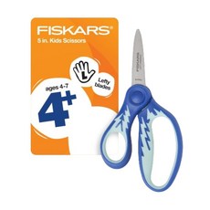 Fiskars 12.7cm(5인치) SoftGrip 포인트 팁 글리터 가위 만 4-7세 아동용 학교 또는 공예용 가위 학교 용품 핑크, Left-Handed, Blue Lightning