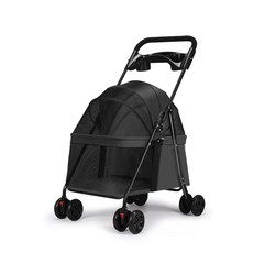 중형견 대형견 유모차 대형 접이식 유모차 외출 반려견 블루 웨건 산책 강아지 58cm(24, A. 블랙