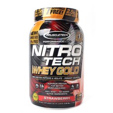 Muscletech Health NITRO TECH GOLD分離乳清蛋白粉, Strawberry, 1.13kg, 1罐