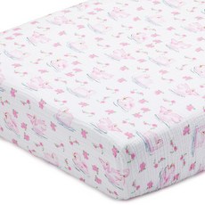 LollyBanks Fitted Crib Sheets 2 Pack Soft and Breathable 100% Cotton Muslin Crib Sheets Neutral, Swan Soirée