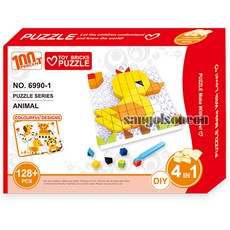 [오로라](산골소년)오리 퍼즐 블럭 놀이 교육용 완구 4in1, 1개